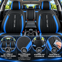 Huse auto piele nappa perforata albastre