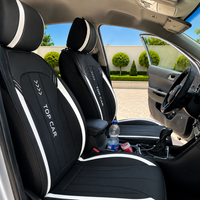 Huse auto negru-alb din piele ecologică perforată cu acoperire 360°