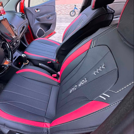 Huse Auto Top Piele Ecologică Negru Rosu