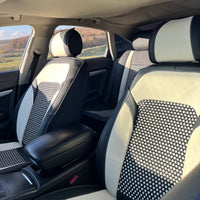 Set huse auto Textil Nappa alb-negru pentru scaune față și banchetă