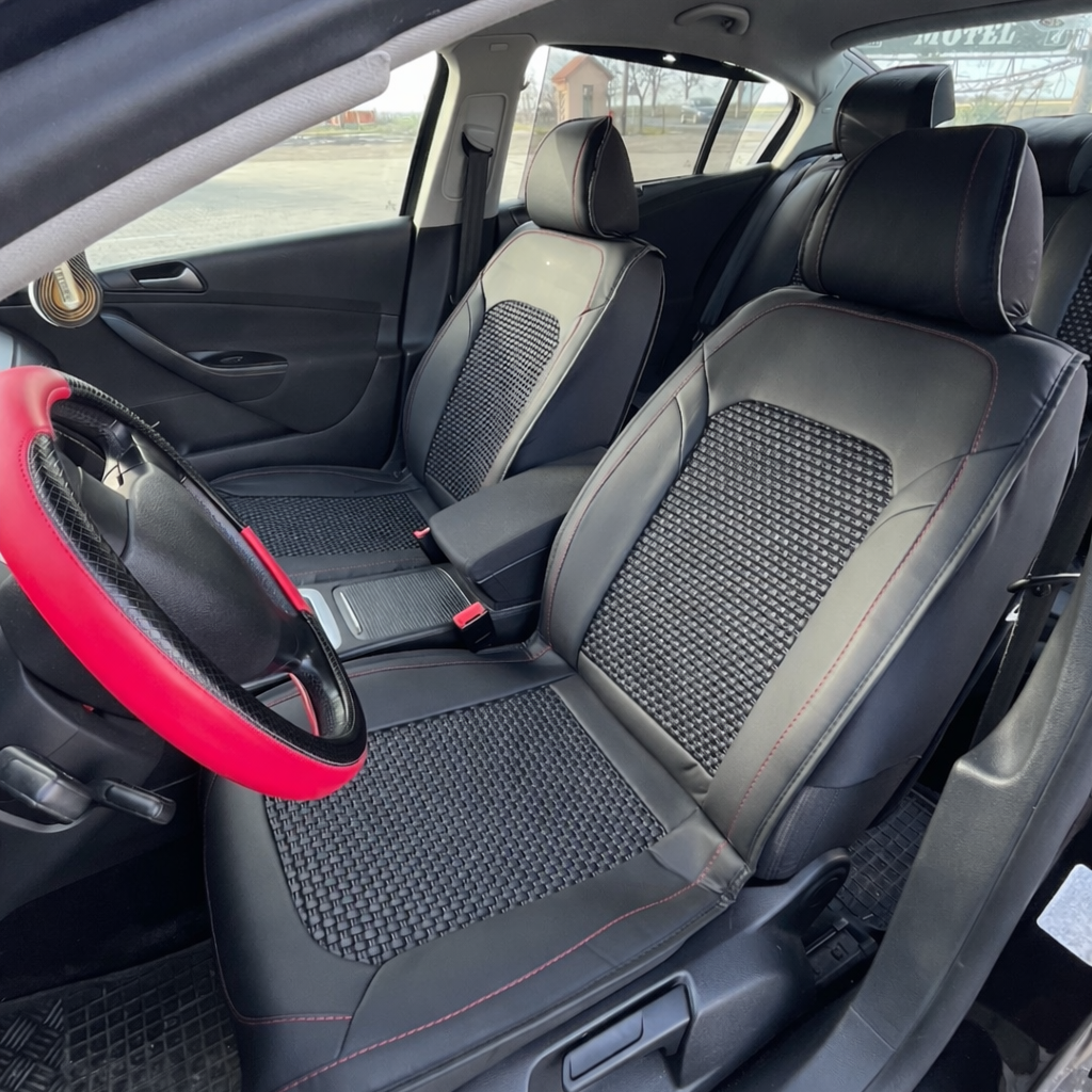 Design huse auto Textil Nappa cu material respirabil și margini din piele ecologică