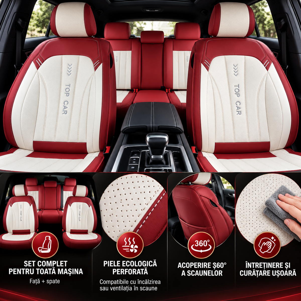 Huse scaune premium perforate piele
