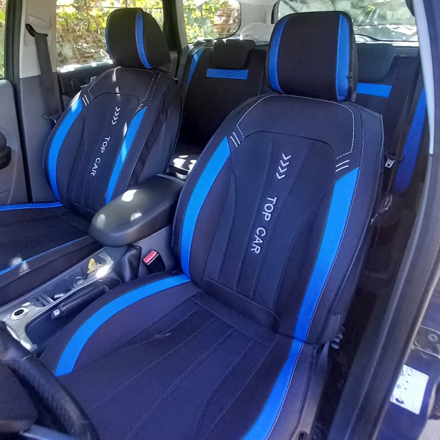 Huse auto textil premium albastru Ford Focus