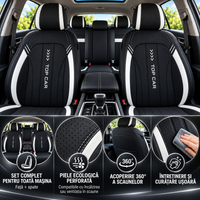 Set de huse auto din piele alb cu negru