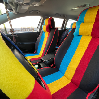 Set 2 Pernute Tetiere+Husa Volan, TRICOLOR TEXTIL