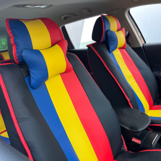 Set 2 Huse Scaune Fata, Colectia Tricolor Piele Eco