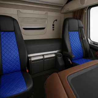 Set Huse Camion, DAF XF 106 2015-2021, Albastru/Negru, piele ecologica