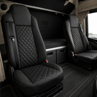 Set Huse Camion, MAN TGX 2015-2021, Negru, piele ecologica