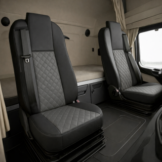 Set Huse Camion, MERCEDES ACTROS MP4 2015-2021, Gri/Negru, piele ecologica