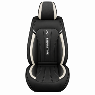 Set huse scaune auto TOP, Piele Nappa sintetica, alb+negru Leisure Time