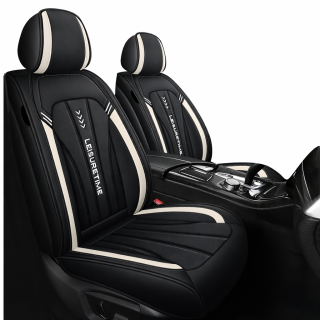 Set huse scaune auto TOP, Piele Nappa sintetica, alb+negru Leisure Time