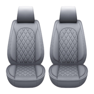 Set 2 Huse Auto Scaune Fata, Piele eco, Gri