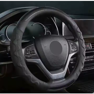Husa pentru volan din fibra de carbon, neagra