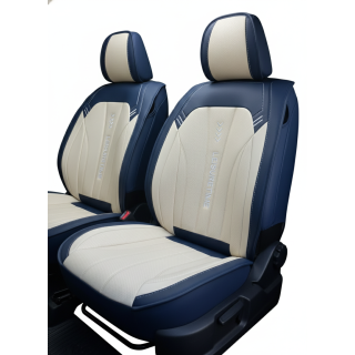 Set huse scaune auto TOP, Piele Nappa sintetica, Crem Albastru Leisure Time