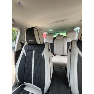 Set Huse Auto Luxury, Piele Ecologica, Negru Gri