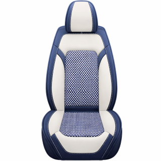 Set huse scaune auto TOP, Textil+Piele Nappa sintetica, alb+albastru