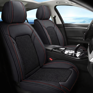 Set Huse Scaune Auto Top, Textil+Piele Eco Nappa, Negru Rosu